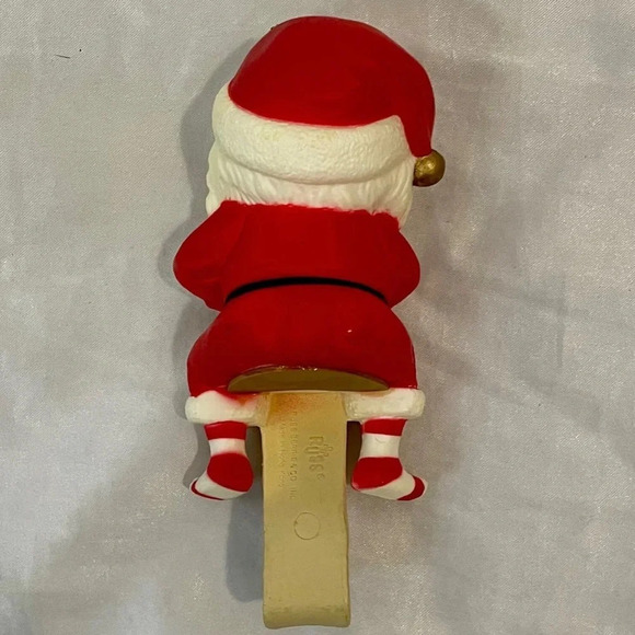 Vintage Russ Christmas Stocking Hanger Santa Claus with Striped Socks Joy - Picture 9 of 15